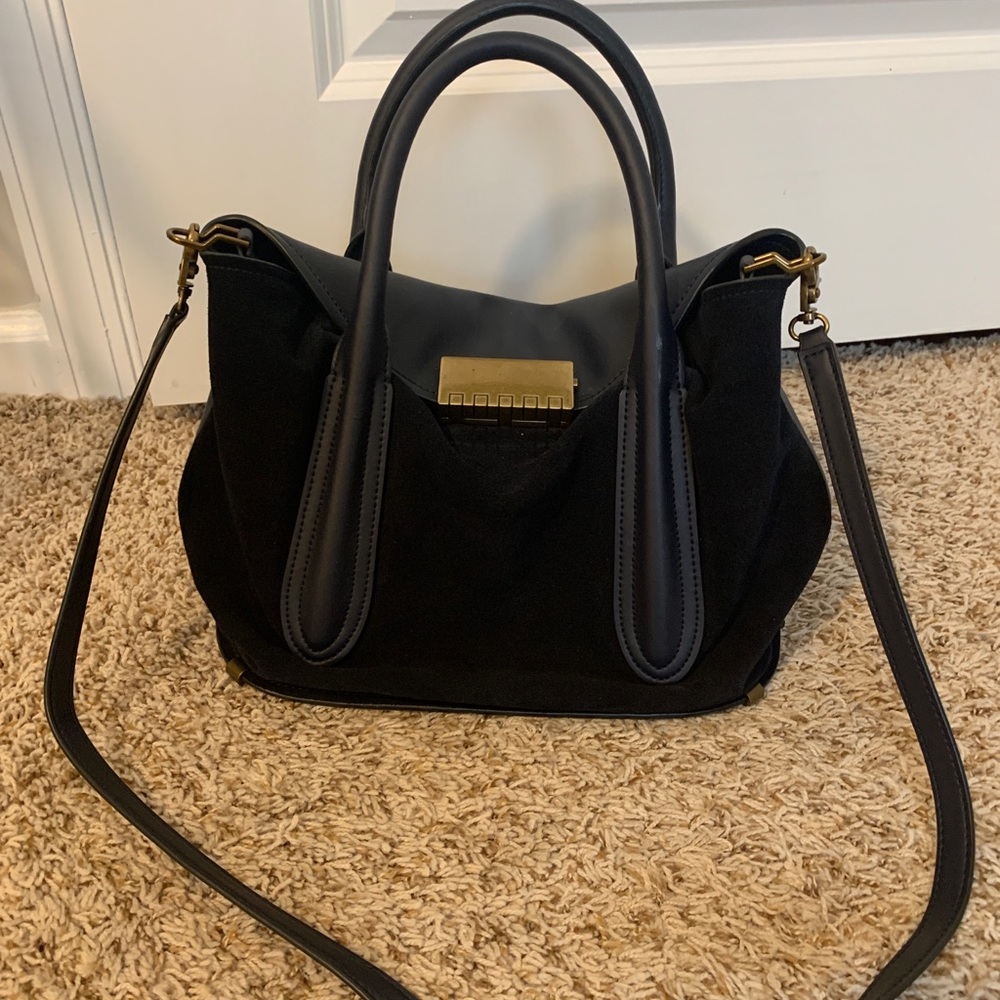 Suede and leather purse